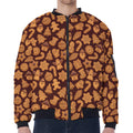 Christmas Cookies Pattern Print Zip Sleeve Bomber Jacket