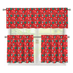 Christmas Cow Pattern Print 3 Piece Kitchen Curtains