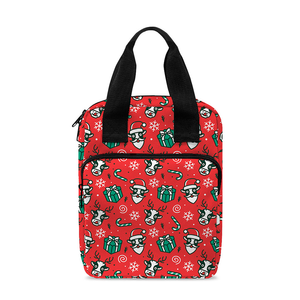 Christmas Cow Pattern Print Bible Tote Bag