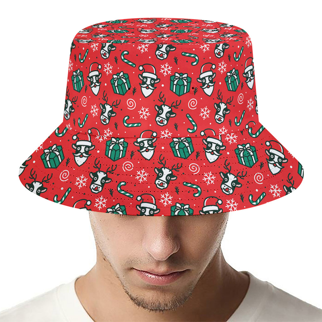 Christmas Cow Pattern Print Bucket Hat