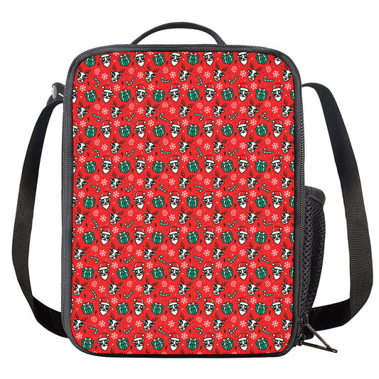Christmas Cow Pattern Print Crossbody Lunch Bag