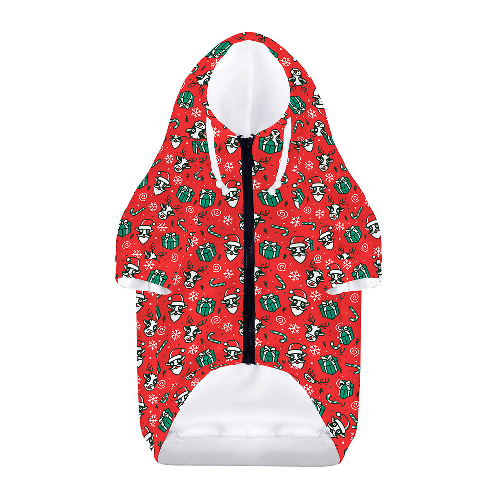 Christmas Cow Pattern Print Dog Zip Up Hoodie