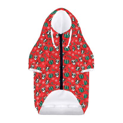Christmas Cow Pattern Print Dog Zip Up Hoodie