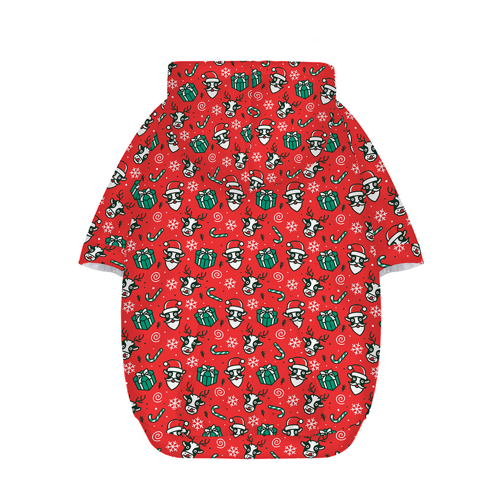 Christmas Cow Pattern Print Dog Zip Up Hoodie