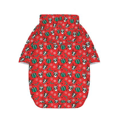 Christmas Cow Pattern Print Dog Zip Up Hoodie
