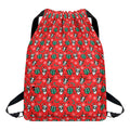 Christmas Cow Pattern Print Drawstring Backpack