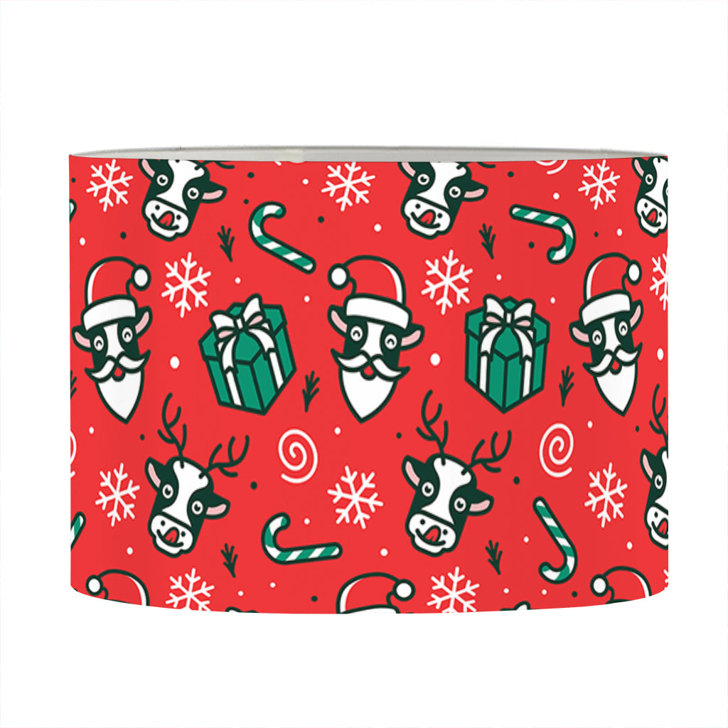 Christmas Cow Pattern Print Drum Lamp Shade