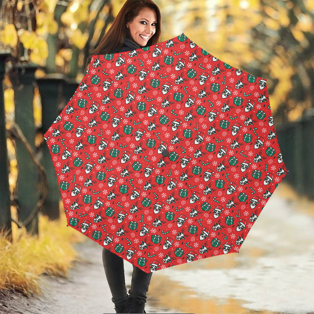 Christmas Cow Pattern Print Foldable Umbrella