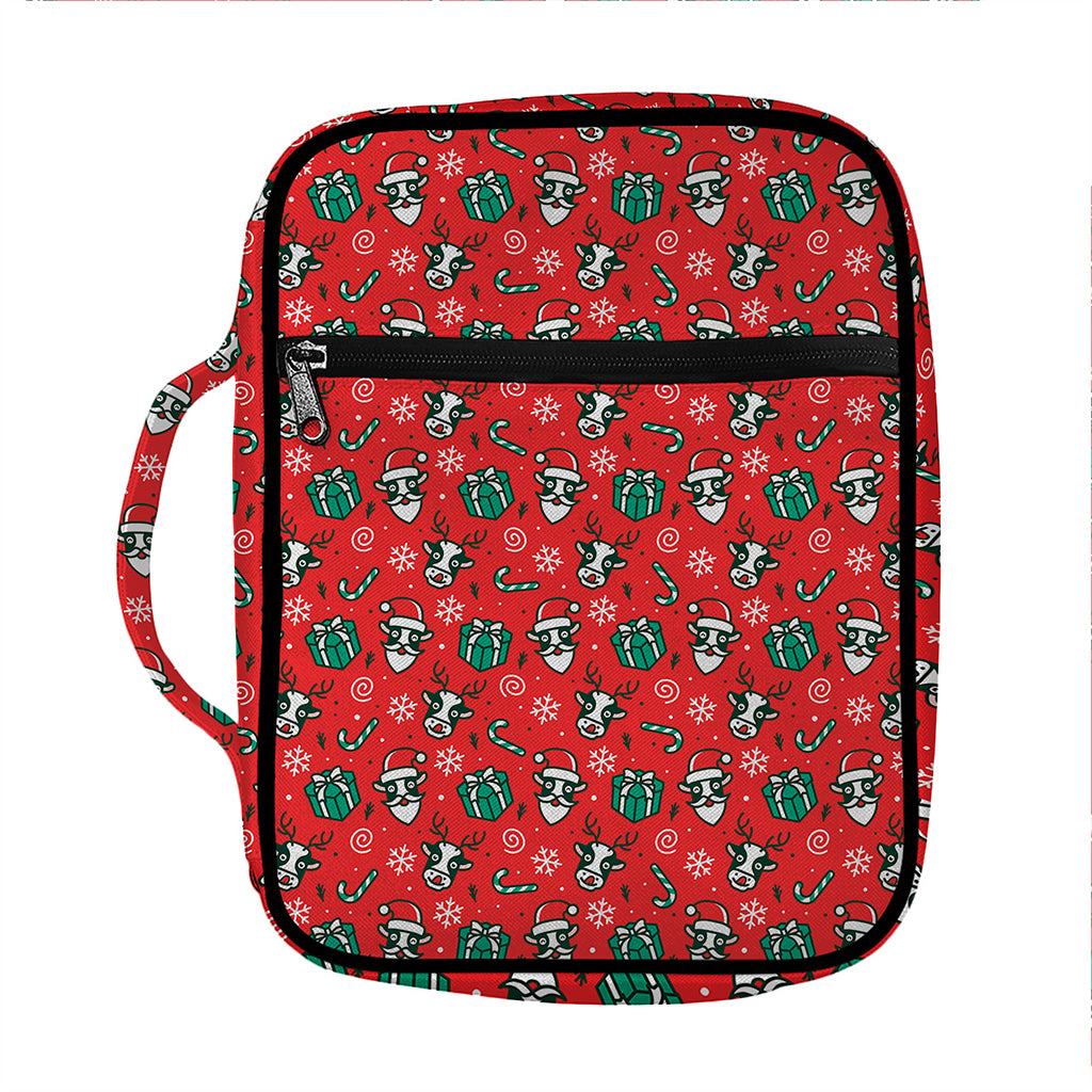 Christmas Cow Pattern Print Front Pocket Bible Bag