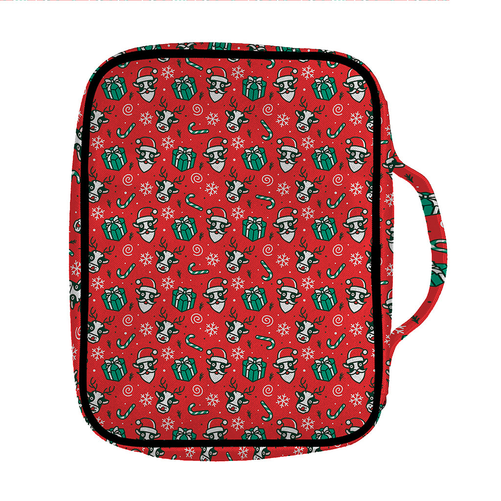 Christmas Cow Pattern Print Front Pocket Bible Bag