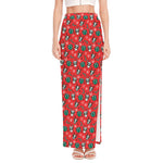 Christmas Cow Pattern Print High Slit Maxi Skirt