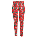Christmas Cow Pattern Print High-Waisted Pocket Leggings