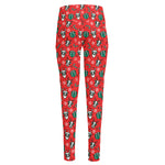 Christmas Cow Pattern Print High-Waisted Pocket Leggings