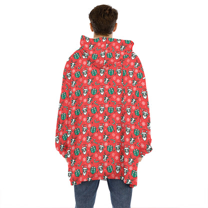 Christmas Cow Pattern Print Hoodie Blanket