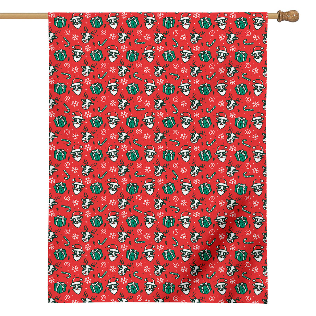 Christmas Cow Pattern Print House Flag