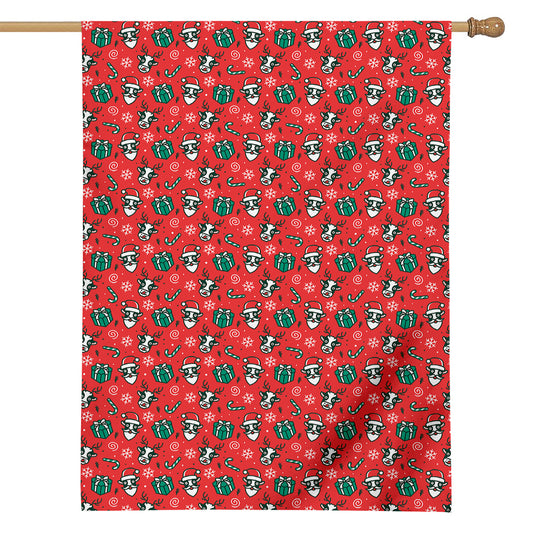 Christmas Cow Pattern Print House Flag