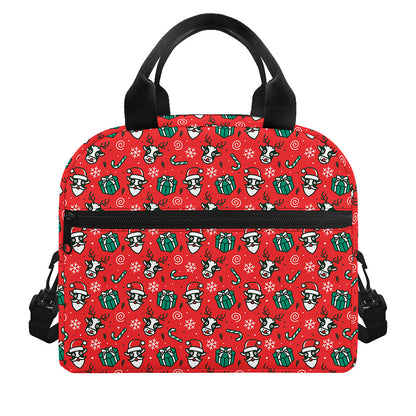 Christmas Cow Pattern Print Insulated Lunch Bag
