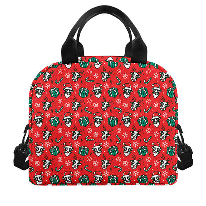 Christmas Cow Pattern Print Insulated Lunch Bag