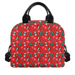 Christmas Cow Pattern Print Insulated Lunch Bag