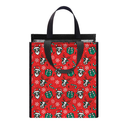 Christmas Cow Pattern Print Insulated Lunch Tote