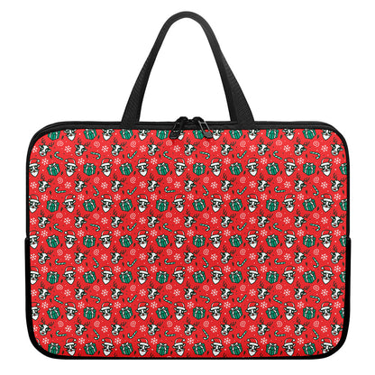 Christmas Cow Pattern Print Laptop Sleeve With Handle
