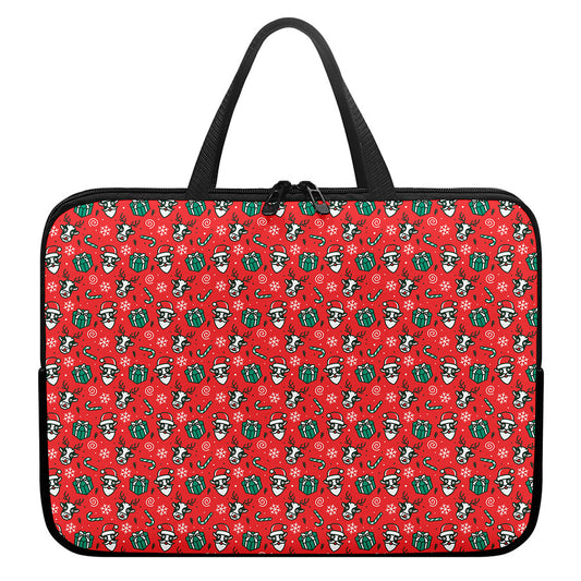 Christmas Cow Pattern Print Laptop Sleeve With Handle