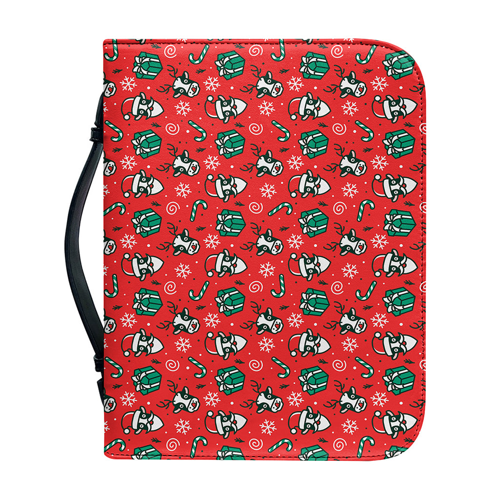 Christmas Cow Pattern Print Leather Bible Cover