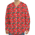 Christmas Cow Pattern Print Long Sleeve Baseball Jersey