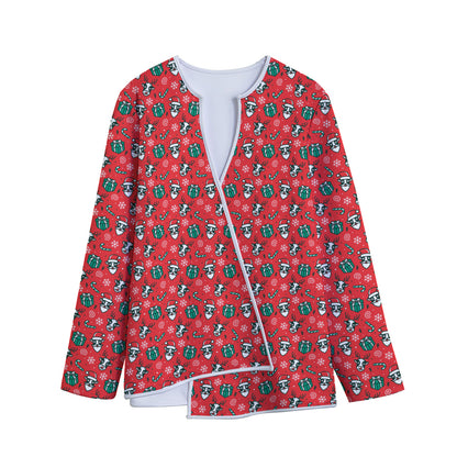 Christmas Cow Pattern Print Long Sleeve Short Coat