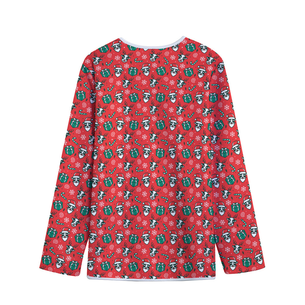 Christmas Cow Pattern Print Long Sleeve Short Coat