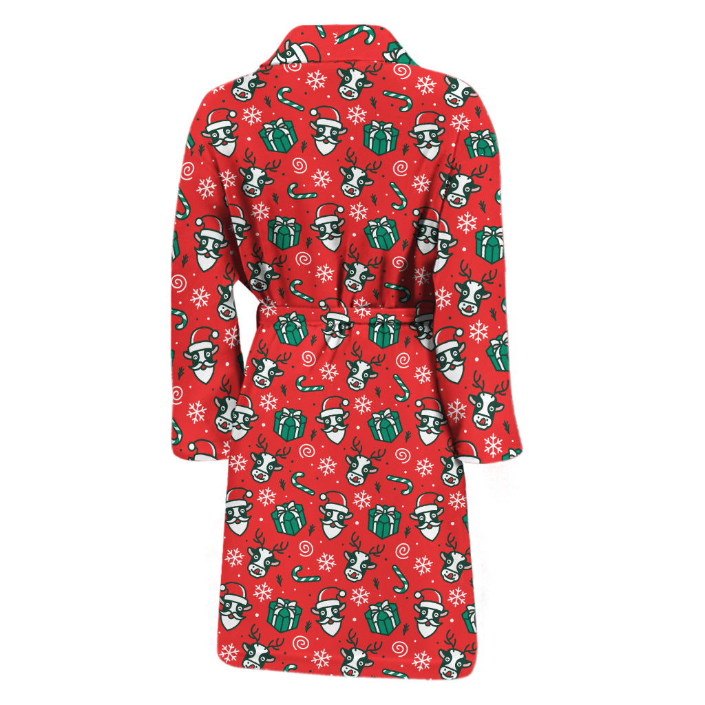 Christmas Cow Pattern Print Men's Bathrobe