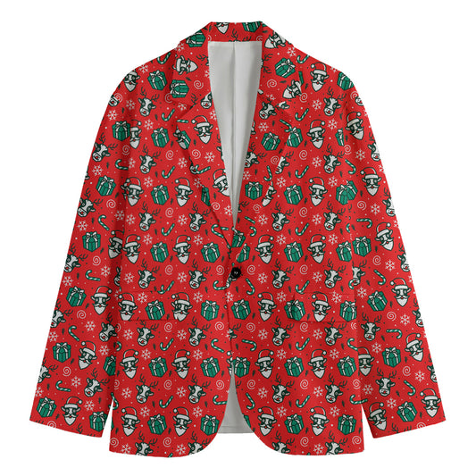 Christmas Cow Pattern Print Men's Blazer