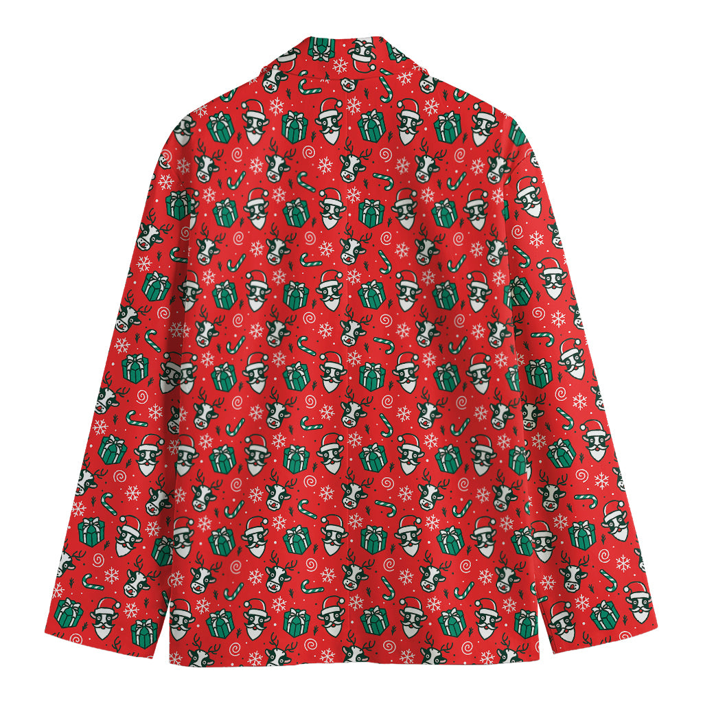 Christmas Cow Pattern Print Men's Blazer