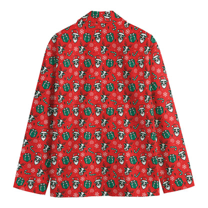 Christmas Cow Pattern Print Men's Blazer