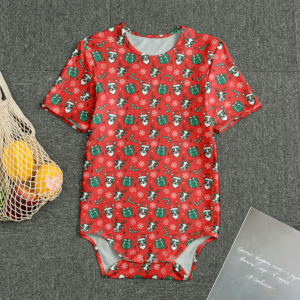 Christmas Cow Pattern Print Men's Bodysuit