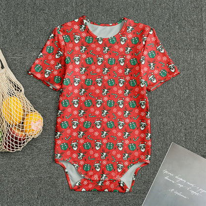 Christmas Cow Pattern Print Men's Bodysuit