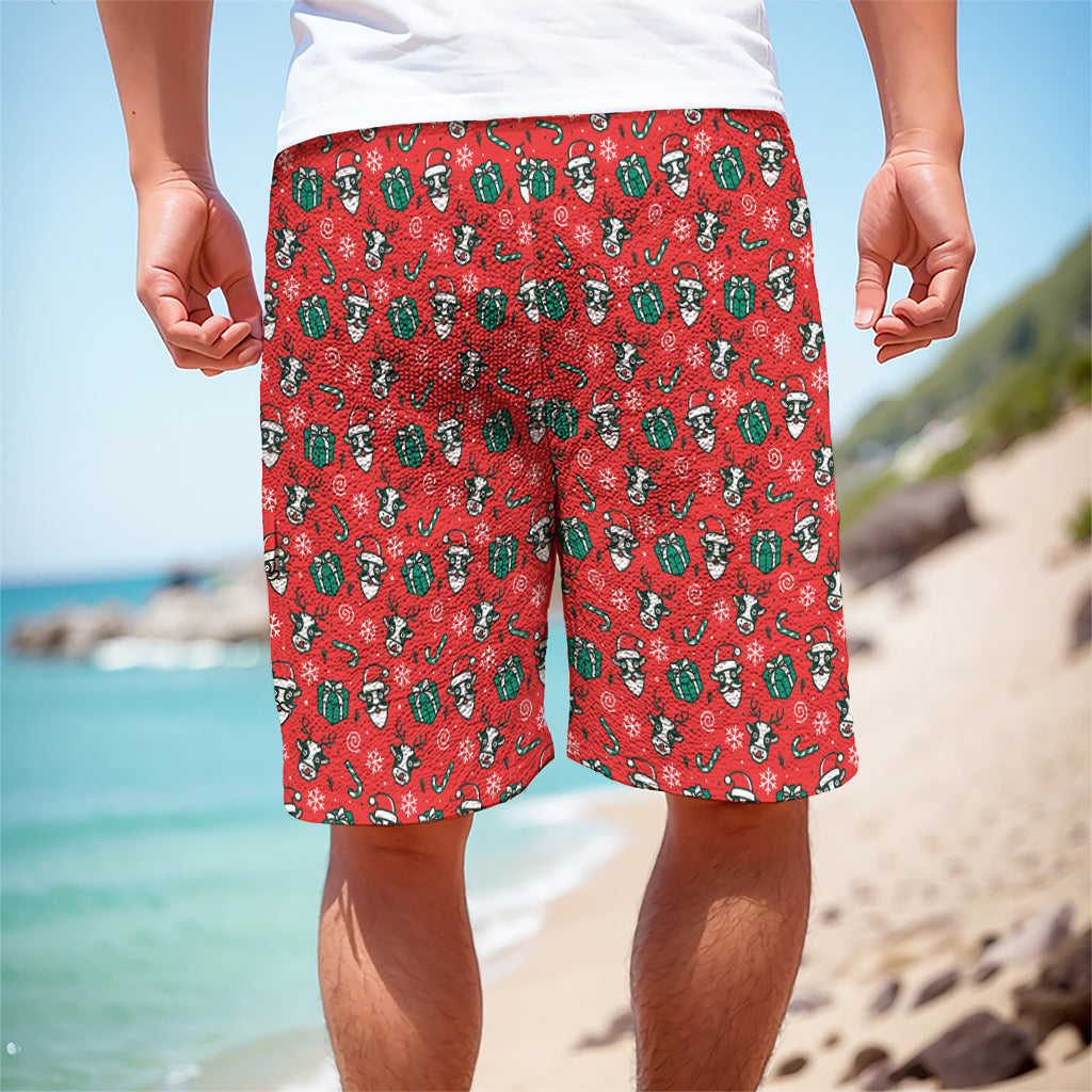 Christmas Cow Pattern Print Men's Cargo Shorts