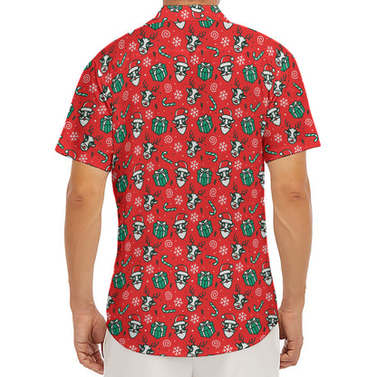 Christmas Cow Pattern Print Men's Deep V-Neck Shirt