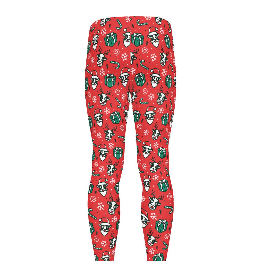 Christmas Cow Pattern Print Men's leggings