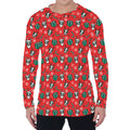 Christmas Cow Pattern Print Men's Long Sleeve T-Shirt