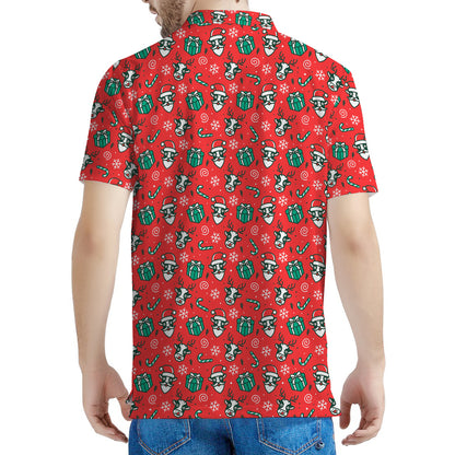 Christmas Cow Pattern Print Men's Polo Shirt