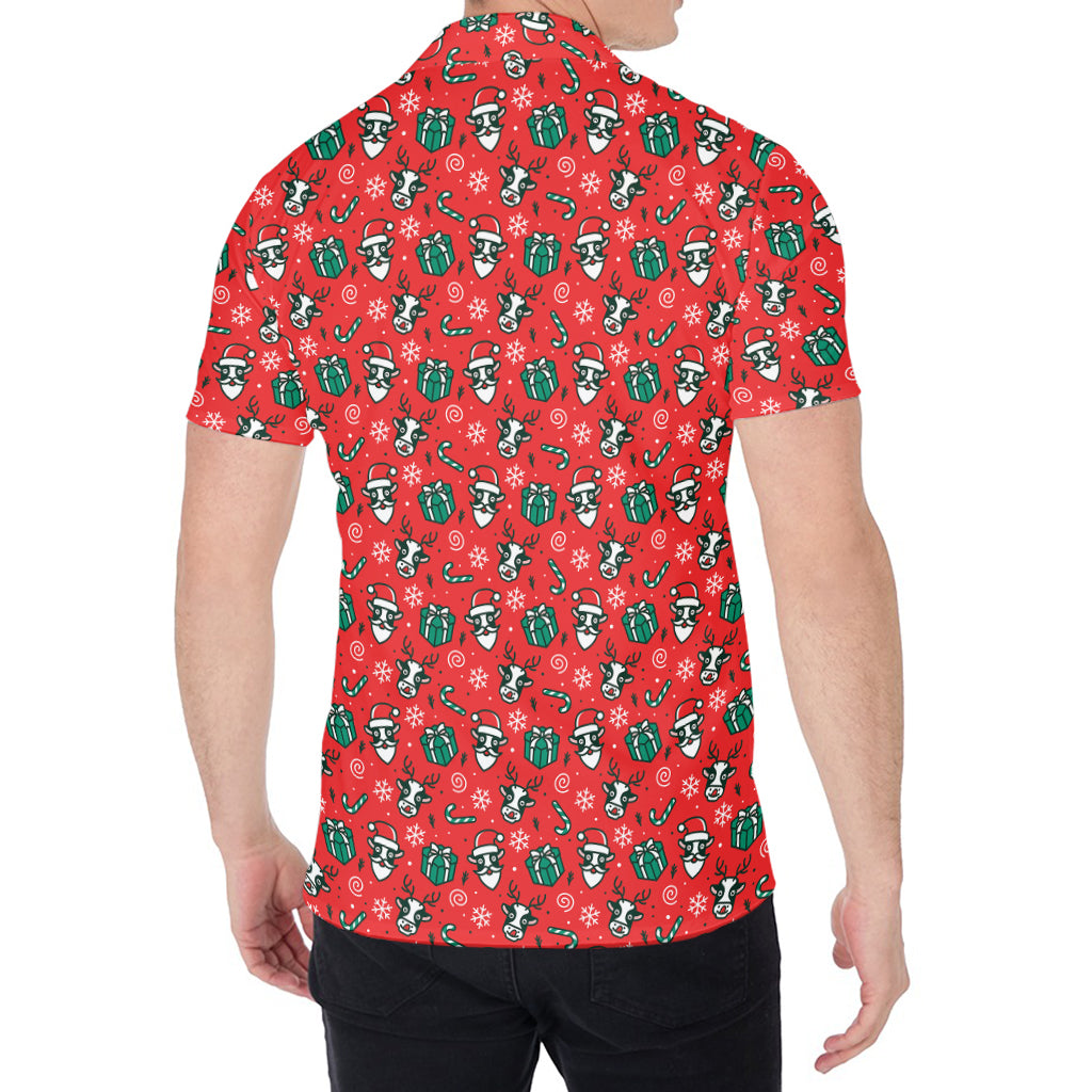 Christmas Cow Pattern Print Men's Shirt