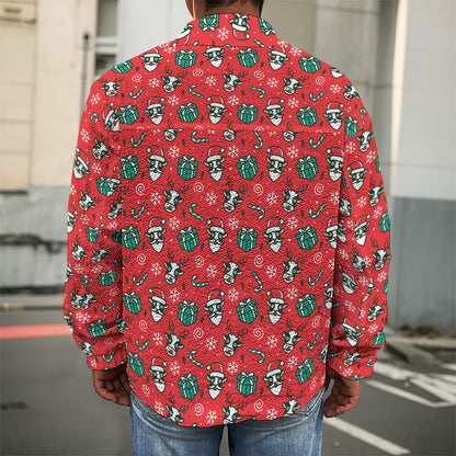 Christmas Cow Pattern Print Men's Shirt Jacket