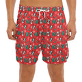 Christmas Cow Pattern Print Men's Split Running Shorts