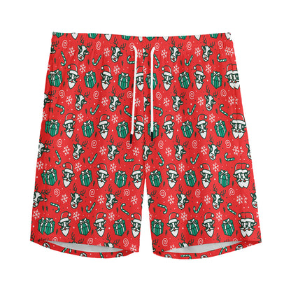 Christmas Cow Pattern Print Men's Sports Shorts