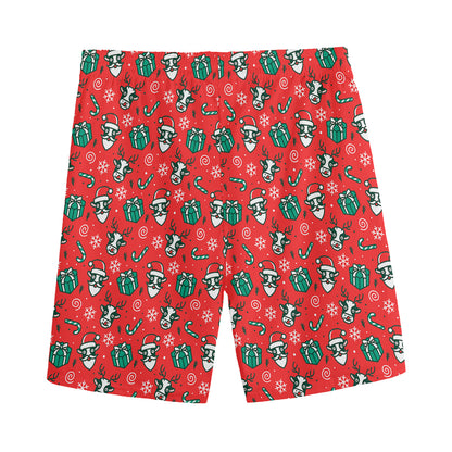 Christmas Cow Pattern Print Men's Sports Shorts
