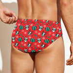 Christmas Cow Pattern Print Men's Swim Briefs