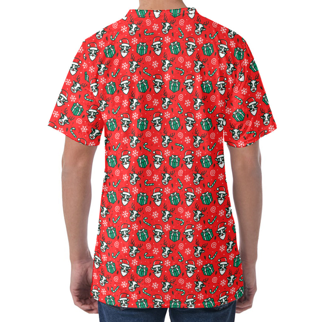 Christmas Cow Pattern Print Men's Velvet T-Shirt