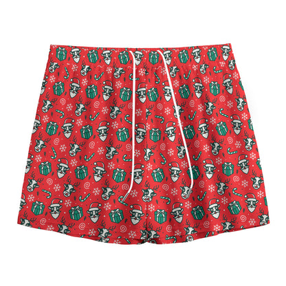 Christmas Cow Pattern Print Mesh Shorts