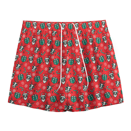 Christmas Cow Pattern Print Mesh Shorts